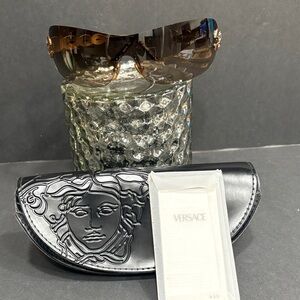 Versace Gold and Black Sunglasses with Embossed Case